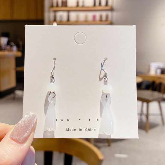 Picture of Earrings White Geometric 41mm, 1 Pair