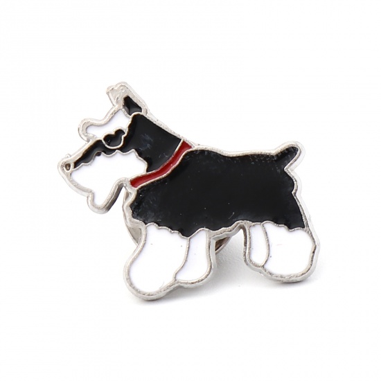Picture of Pin Brooches Schnauzer Animal Black Enamel 23mm x 21mm, 1 Piece