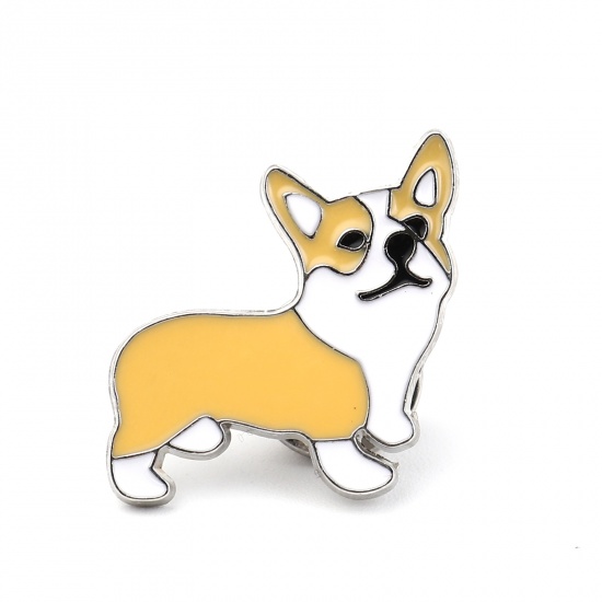 Picture of Pin Brooches Corrci Dog Yellow Enamel 25mm x 24mm, 1 Piece