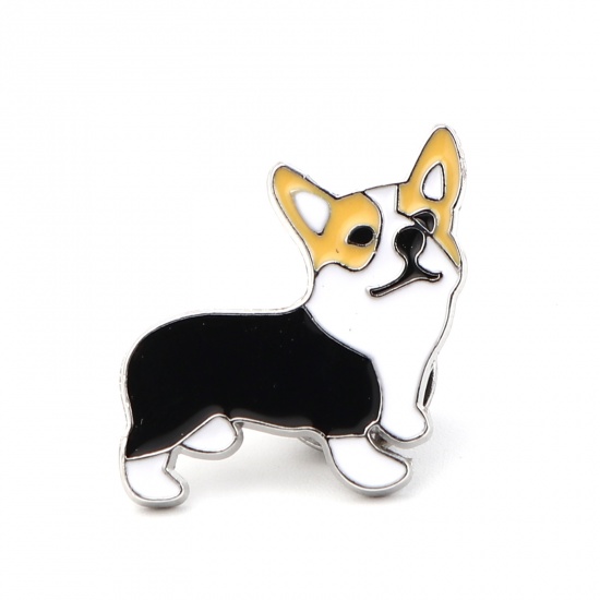 Picture of Pin Brooches Corrci Dog Black Enamel 25mm x 24mm, 1 Piece
