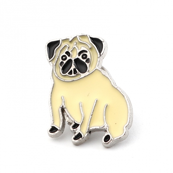 Picture of Pin Brooches Pug Pale Yellow Enamel 23mm x 18mm, 1 Piece