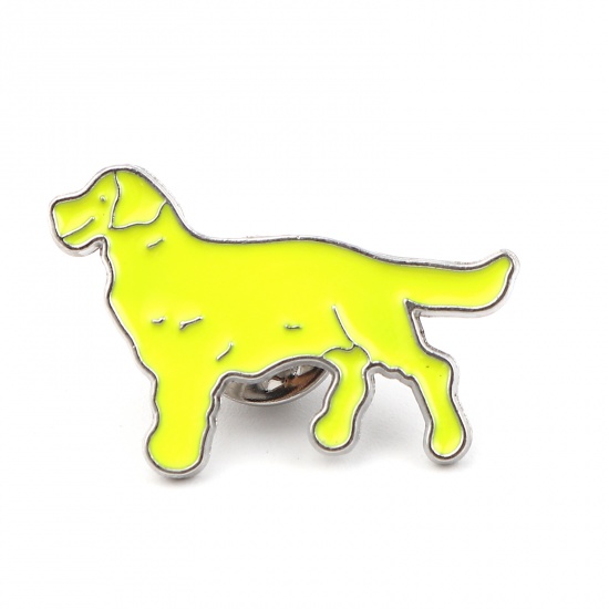 Picture of Pin Brooches Golden Retriever Animal Yellow Enamel 32mm x 21mm, 1 Piece