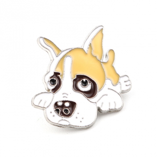 Picture of Pin Brooches Boxer Dog Yellow Enamel 25mm x 24mm, 1 Piece