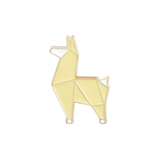 Bild von Origami Brosche Hund Hellgelb Emaille 31mm x 20mm, 1 Stück