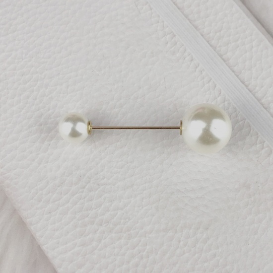 Image de Broche Epingle en Acrylique Blanc Imitation Perles 5.8cm, 1 Pièce