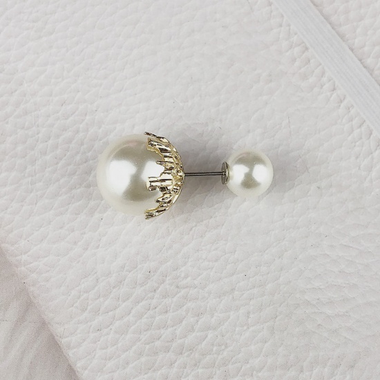 Image de Broche Epingle en Acrylique Balle Blanc Imitation Perles 3.8cm, 1 Pièce