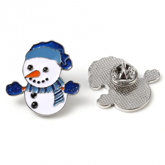 2 X Muñeco de Nieve Esmalte Azul Y Blanca Chapado en Plata Colgante Encantos Navidad Navidad