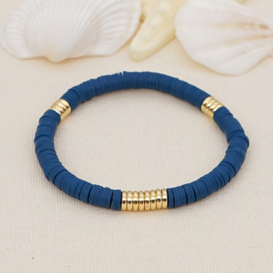 Imagen de Arcilla Bohemia Dainty Bracelets Delicate Bracelets Beaded Bracelet Azul Oscuro 16.5cm longitud, 1 Unidad
