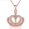 Picture of Zinc Based Alloy Necklace Rose Gold Crown Clear Rhinestone 45cm(17 6/8") long, 1 Piece
