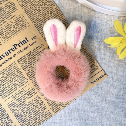 Picture of Plush Hair Ties Band Pink Rabbit Animal 10.5cm, 1 Piece
