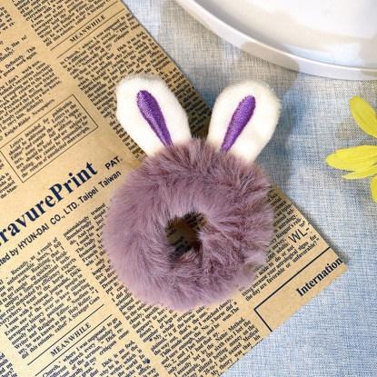 Picture of Plush Hair Ties Band Purple Rabbit Animal 10.5cm, 1 Piece