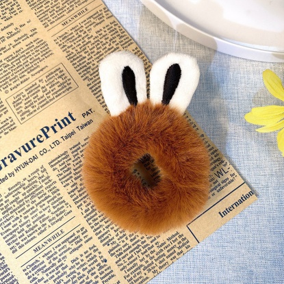 Picture of Plush Hair Ties Band Brown Rabbit Animal 10.5cm, 1 Piece