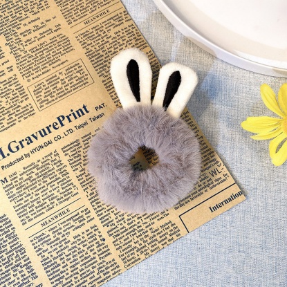 Picture of Plush Hair Ties Band Gray Rabbit Animal 10.5cm, 1 Piece
