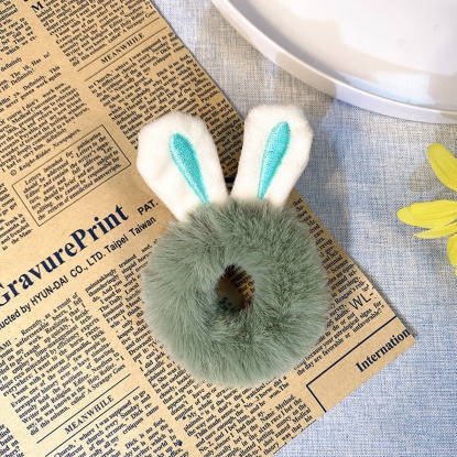 Picture of Plush Hair Ties Band Green Rabbit Animal 10.5cm, 1 Piece