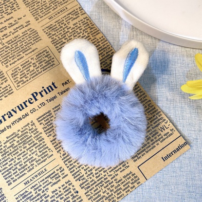 Picture of Plush Hair Ties Band Blue Rabbit Animal 10.5cm, 1 Piece