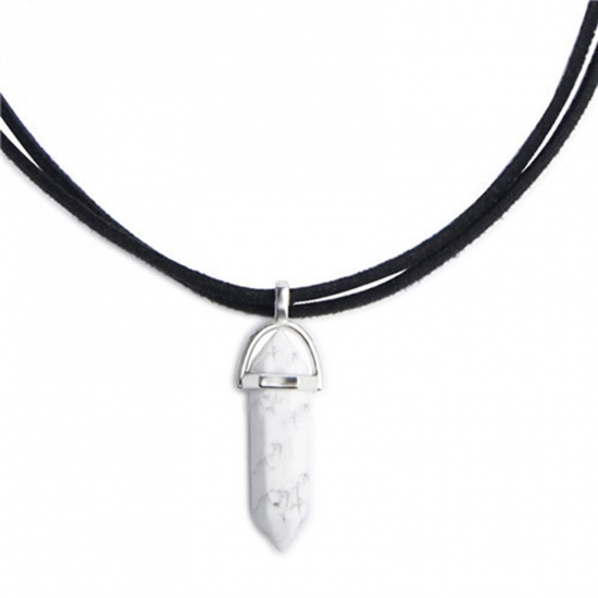 Picture of Stone Necklace White & Gray Polygon 45cm(17 6/8") long, 1 Piece