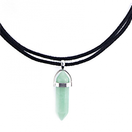 Picture of Stone Necklace Light Green Polygon 45cm(17 6/8") long, 1 Piece
