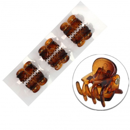 Picture of Plastic Hair Clips Coffee 15mm x 15mm, 12 PCs