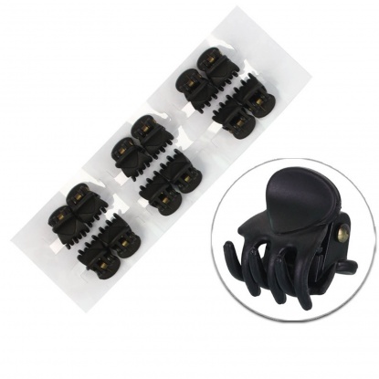 Picture of Plastic Hair Clips Black Frosted 15mm x 15mm, 12 PCs