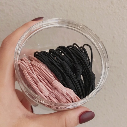 Picture of Fabric Hair Ties Band Black & Pink 3.8cm Dia., 1 Box ( 20PCs/Box)