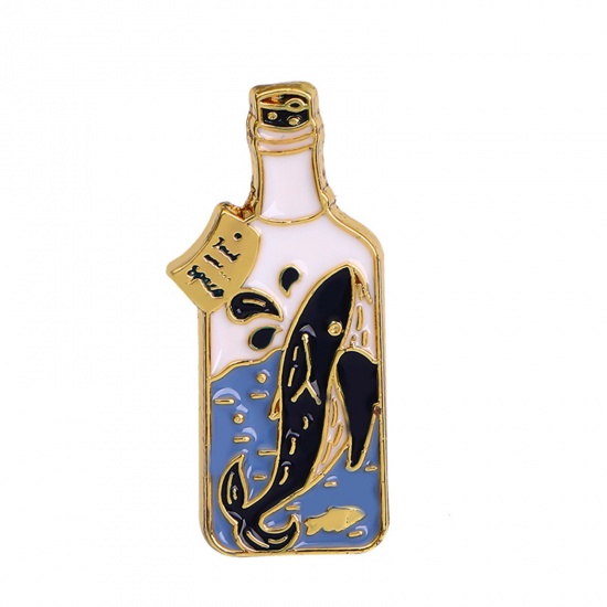 Immagine di Lega di Zinco Spilla Balena Oro Placcato 3.1cm x 1.4cm, 1 Pz