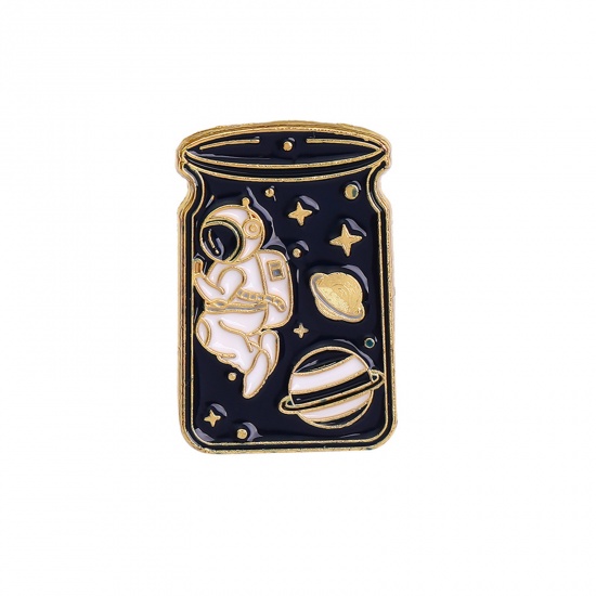 Immagine di Lega di Zinco Spilla Astronauta Oro Placcato Nero 2.9cm x 1.9cm, 1 Pz