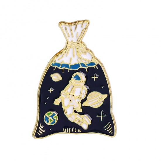Immagine di Lega di Zinco Spilla Astronauta Oro Placcato 3cm x 2.1cm, 1 Pz