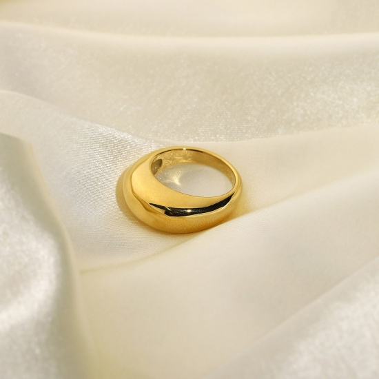 Bild von Umweltfreundlich Einfach und lässig Ins Stil 18K Gold plattiert 304 Edelstahl Uneinstellbar Ring Ring Für Frauen 17.3mm（US Größe:7), 1 Stück