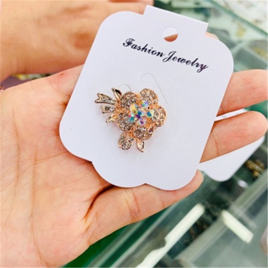 Immagine di Elegante Spilla Fiore Oro Rosa AB Colore Strass 1 Pz