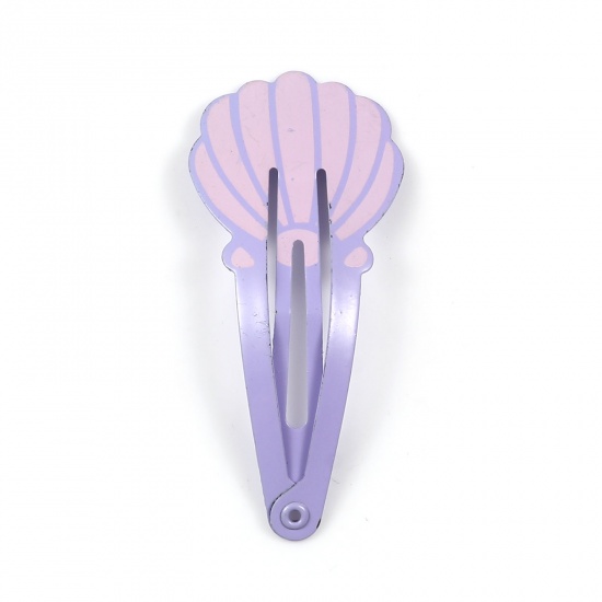 Image de Pinces à Cheveux en Alliage de Fer Violet Coquille 53mm x 24mm, 10 Pcs