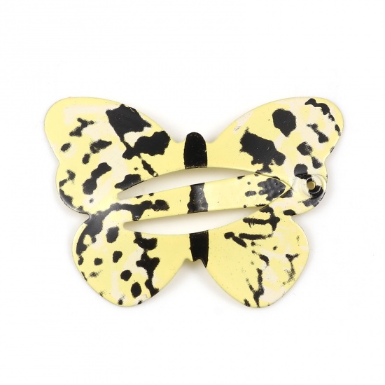 Image de Pinces à Cheveux en Alliage de Fer Insecte Noir & Jaune Papillon Tachetures 41mm x 28mm, 10 Pcs