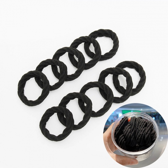Image de Chignons Corde Cheveux en Tissu Noir Spiral 3.8cm Dia., 1 Boîte ( 20 Pcs/Boîte）