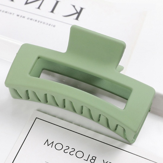 Picture of Plastic Hair Clips Green Rectangle Frosted 8.5cm, 1 Piece