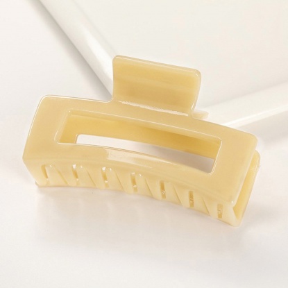 Picture of Plastic Hair Clips Apricot Beige Rectangle Frosted 8.5cm, 1 Piece
