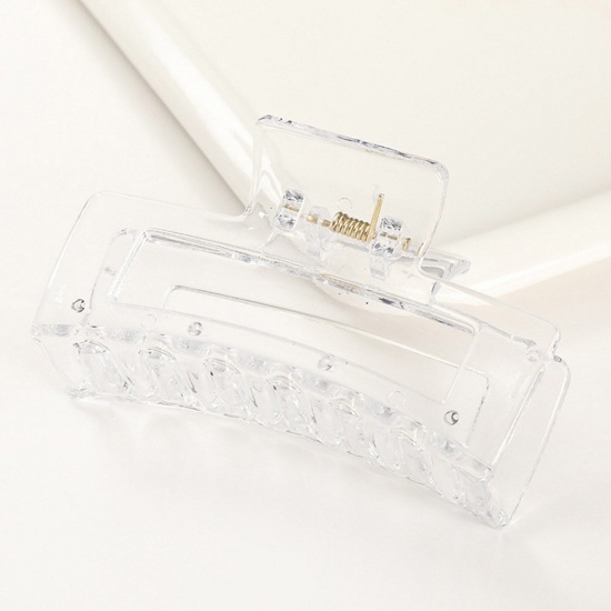 Picture of Plastic Hair Clips Transparent Clear Rectangle Frosted 8.5cm, 1 Piece