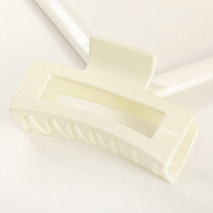Picture of Plastic Hair Clips Ivory Rectangle Frosted 8.5cm, 1 Piece
