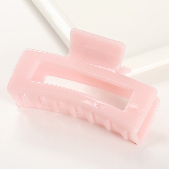 Picture of Plastic Hair Clips Pink Rectangle Frosted 8.5cm, 1 Piece