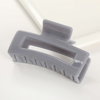Picture of Plastic Hair Clips Gray Rectangle Frosted 8.5cm, 1 Piece