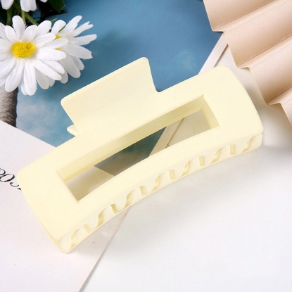 Picture of Plastic Hair Clips Apricot Beige Rectangle Frosted 10cm, 1 Piece