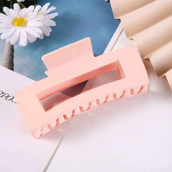Picture of Plastic Hair Clips Orange Pink Rectangle Frosted 10cm, 1 Piece