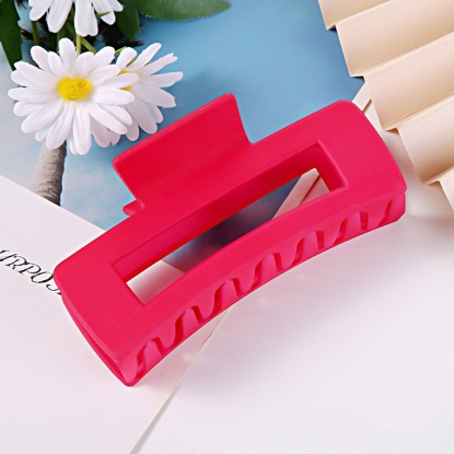 Picture of Plastic Hair Clips Fuchsia Rectangle Frosted 10cm, 1 Piece