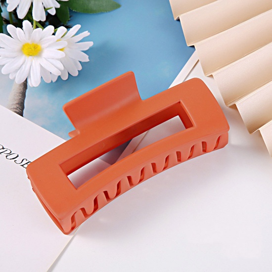 Picture of Plastic Hair Clips Orange Rectangle Frosted 10cm, 1 Piece