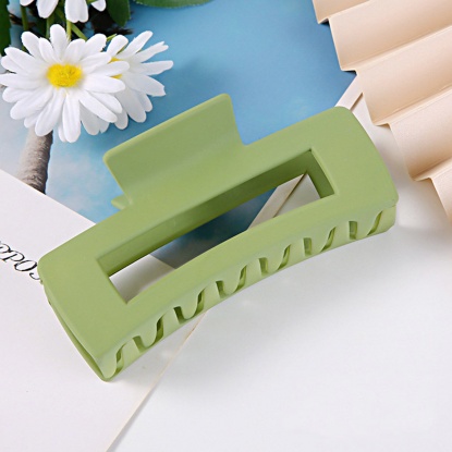 Picture of Plastic Hair Clips Green Rectangle Frosted 10cm, 1 Piece