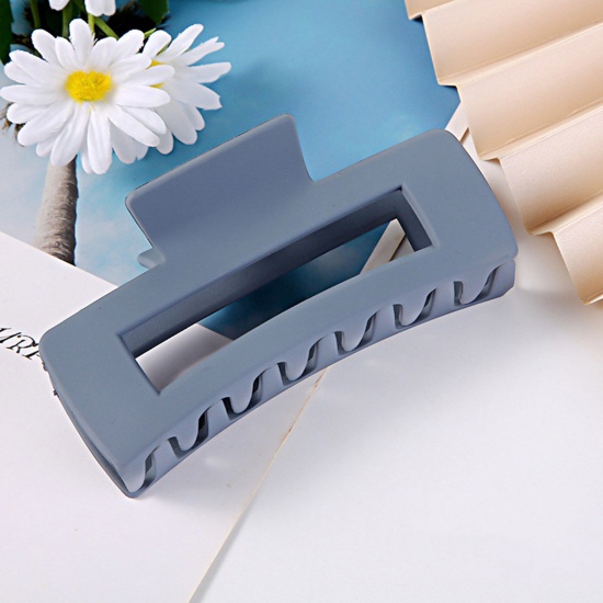 Picture of Plastic Hair Clips Blue Rectangle Frosted 10cm, 1 Piece
