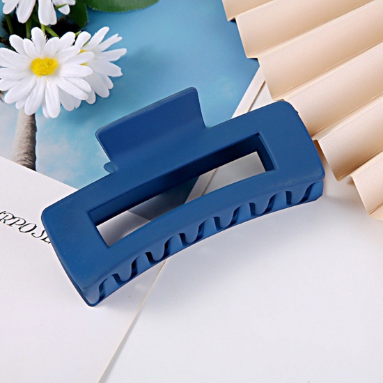 Picture of Plastic Hair Clips Dark Blue Rectangle Frosted 10cm, 1 Piece