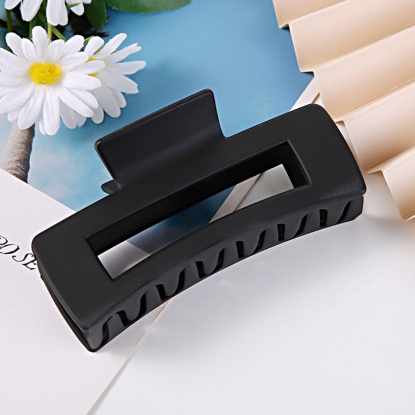 Picture of Plastic Hair Clips Black Rectangle Frosted 10cm, 1 Piece