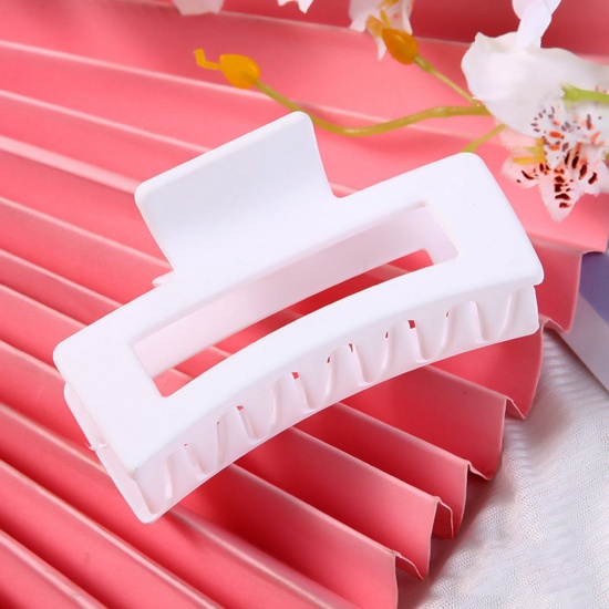 Picture of Plastic Hair Clips White Rectangle Frosted 10cm, 1 Piece