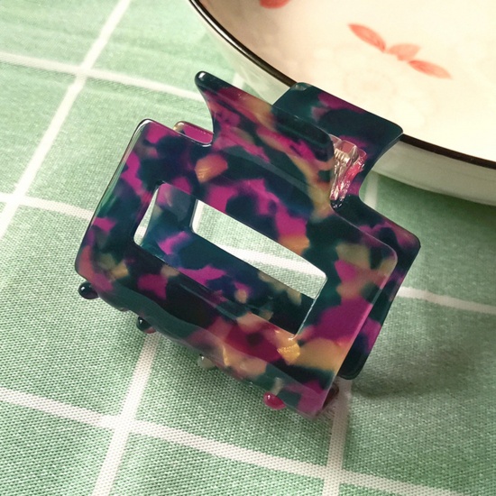 Bild von Essigsäureharz Marmor Haarklammer Lila Geometrie Streifen 5.5cm, 1 Stück
