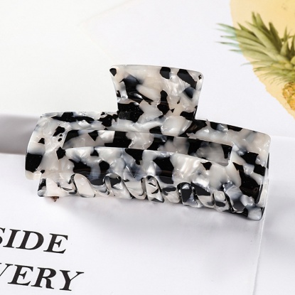 Picture of Acetic Acid Resin Acetimar Marble Hair Clips Black & White Rectangle 8.3cm, 1 Piece