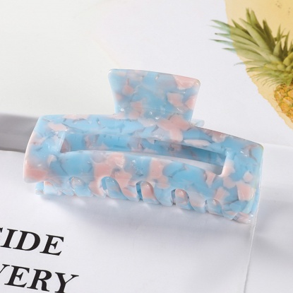 Picture of Acetic Acid Resin Acetimar Marble Hair Clips Lake Blue Rectangle 8.3cm, 1 Piece